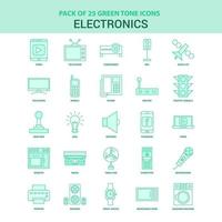 25 groen elektronica icoon reeks vector