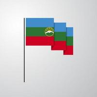 Karachay chekessia golvend vlag creatief achtergrond vector