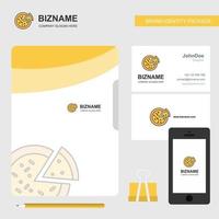 pizza bedrijf logo het dossier Hoes bezoekende kaart en mobiel app ontwerp vector illustratie