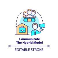 communiceren hybride model- concept icoon. teamwerk. stap naar transformatie abstract idee dun lijn illustratie. geïsoleerd schets tekening. bewerkbare hartinfarct. vector