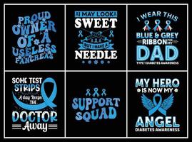 diabetes bewustzijn citaat t-shirt bundel afdrukken vector