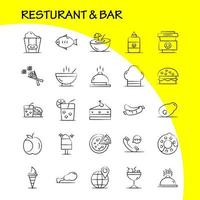 restaurant en bar hand- getrokken icoon voor web afdrukken en mobiel uxui uitrusting zo net zo telefoon telefoon babbelen hotel wereld kaart plaats hotel pictogram pak vector