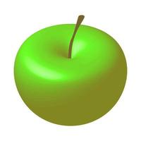 isometrische 3d groen appel met een stengel. rijp fruit. vector eps10.