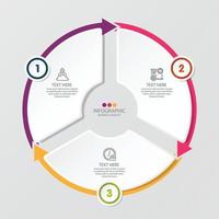 eenvoudig cirkel infographic met 3 stappen, werkwijze of opties. vector