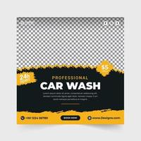 autowasservice social media banner. autowas- en schoonmaakservicebanner. sjabloon voor het wassen van voertuigen. flyer voor auto-mobiele schoonmaakdiensten. professionele carwash advertentie. vector