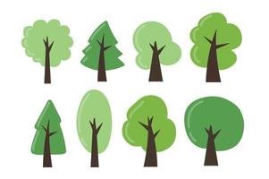 reeks van groen bomen tekenfilm vector illustratie