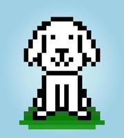 8 bits pixel van honden zit. dieren voor activaspellen in vectorillustraties. kruissteek patroon. vector