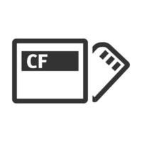 zwart en wit icoon compact flash kaart vector