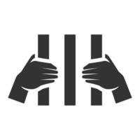 zwart en wit icoon hand- Holding bars vector