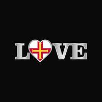 liefde typografie met Guernsey vlag ontwerp vector