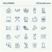 halloween 25 tekening pictogrammen hand- getrokken bedrijf icoon reeks vector