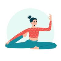 vrouw aan het doen yoga houding. concept illustratie voor yoga, pilates en gezond levensstijl. vlak vector illustratie.