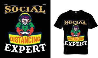 sociaal afstand nemen expert..t-shirt ontwerp sjabloon vector