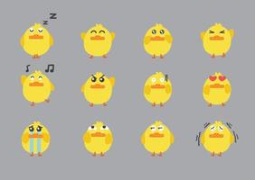 tekenfilm eend emoji reeks vector