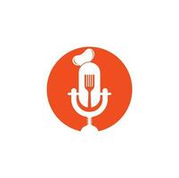 chef podcast logo ontwerp sjabloon. chef onderwijs logo ontwerp vector