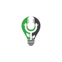 blad podcast lamp vorm concept logo ontwerp sjabloon. natuur podcast logo sjabloon vector. podcast natuur logo. vector