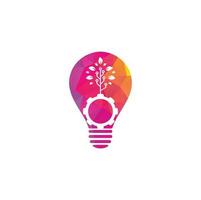 uitrusting blad lamp vorm concept vector logo ontwerp. groen eco energie, technologie en industrie.