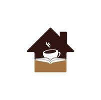 koffie boek huis vorm concept vector logo ontwerp. thee boek op te slaan iconisch logo.