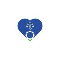 uitrusting blad hart vorm concept vector logo ontwerp. groen eco energie, technologie en industrie.