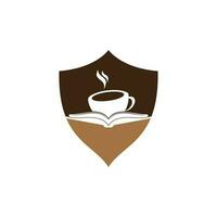 koffie boek vector logo ontwerp. thee boek op te slaan iconisch logo.