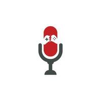 gamepad en podcast logo ontwerp sjabloon . spel en podcast logo icoon vector