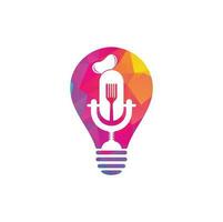 chef podcast lamp vorm concept logo ontwerp sjabloon. chef onderwijs logo ontwerp vector