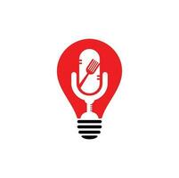 podcast voedsel lamp vorm concept logo icoon ontwerpen vector. voedsel podcast voor teken, mascotte of ander. vector