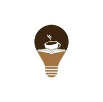 koffie boek lamp vorm concept vector logo ontwerp. thee boek op te slaan iconisch logo.