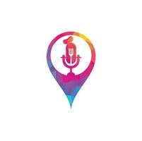 chef podcast kaart pin vorm concept logo ontwerp sjabloon. chef onderwijs logo ontwerp vector