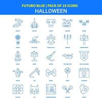 halloween pictogrammen futuro blauw 25 icoon pak vector