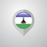 kaart navigatie wijzer met Lesotho vlag ontwerp vector