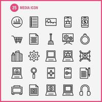 media icoon lijn pictogrammen reeks voor infographics mobiel uxui uitrusting en afdrukken ontwerp omvatten mobiel media speler gereedschap beeld media raster afbeelding icoon reeks vector
