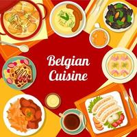 belgisch keuken menu omslag, restaurant voedsel maaltijden vector