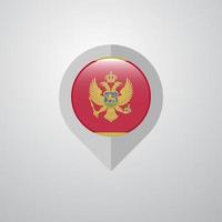 kaart navigatie wijzer met Montenegro vlag ontwerp vector