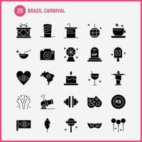 Brazilië carnaval solide glyph icoon pak voor ontwerpers en ontwikkelaars pictogrammen van thee kop koffie tablet valuta munt geld kanon vector