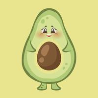 grappig tekenfilm avocado geïsoleerd Aan gillen achtergrond. grappig schattig karakter met gelukkig gezicht. kawaii avocado met pit. exotisch fruit. vector illustratie