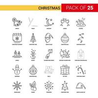Kerstmis zwart lijn icoon 25 bedrijf schets icoon reeks vector