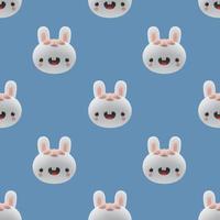 3d tekenfilm konijnen geven pictogrammen. grappig haas, schattig dier karakter, symbool van 2023 Aan blauw achtergrond. vector naadloos patroon met realistisch ontwerp elementen.