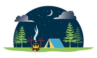 camping vector en illustratie lijn kunst ambachten gnoom vector, en illustratie ontwerp.