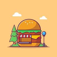hamburger winkel tekenfilm vector icoon illustratie. snel voedsel gebouw icoon concept geïsoleerd premie vector. vlak tekenfilm stijl