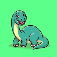 schattig brontosaurus glimlachen tekenfilm vector icoon illustratie. dier dinosaurus icoon concept geïsoleerd premie vector. vlak tekenfilm stijl