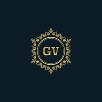 brief gv logo met luxe goud sjabloon. elegantie logo vector sjabloon.