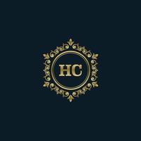 brief hc logo met luxe goud sjabloon. elegantie logo vector sjabloon.