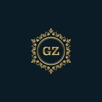 brief gz logo met luxe goud sjabloon. elegantie logo vector sjabloon.