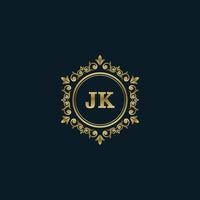 brief jk logo met luxe goud sjabloon. elegantie logo vector sjabloon.