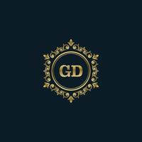 brief gd logo met luxe goud sjabloon. elegantie logo vector sjabloon.