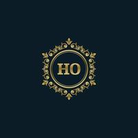 brief ho logo met luxe goud sjabloon. elegantie logo vector sjabloon.