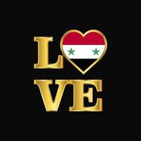 liefde typografie Syrië vlag ontwerp vector goud belettering