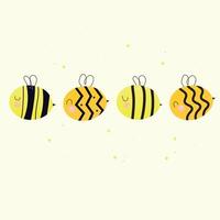 meerdere schattig bijen met verschillend elementen vector