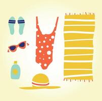 zomer helder behang. zwempak hoed en handdoek vector